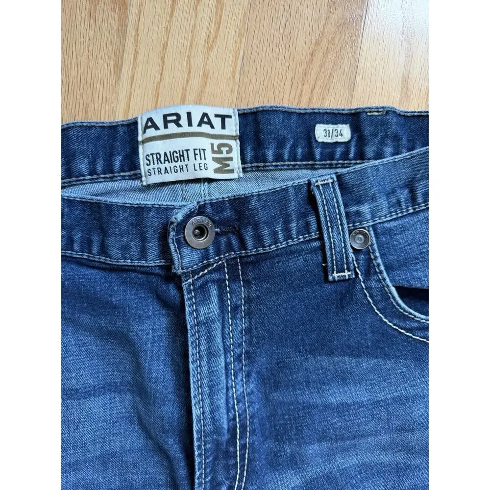 Ariat M5 Straight Fit Straight Leg Jeans Men’s 38x34 Medium Wash Stretch Denim